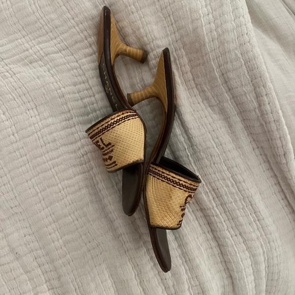 Vintage Chanel Raffia Woven Kitten Heel Mule Sandal Size 37 - Picture 6 of 10